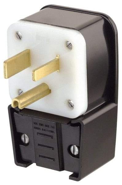 Leviton - 125 VAC, 50 Amp, 5-50P NEMA, Angled, Self Grounding, Industrial Grade Plug - 2 Pole, 3 Wire, 1 Phase, Nylon, Black - Caliber Tooling