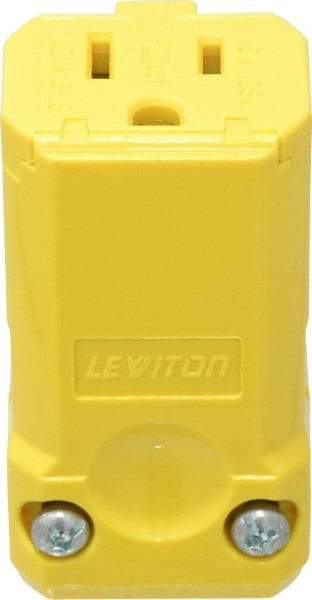 Leviton - 125 VAC, 15 Amp, 5-15R NEMA, Valise, Self Grounding, Industrial Grade Connector - 2 Pole, 3 Wire, 1 Phase, Nylon, Yellow - Caliber Tooling