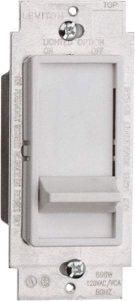 Leviton - 1 Pole, 120 VAC, 60 Hz, 600 Watt, Residential Grade, Slide Switch, Wall and Dimmer Light Switch - 1.73 Inch Wide x 4.13 Inch High, Incandescent - Caliber Tooling