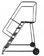 Ballymore - 93" 6 Step Ladder - Rolling Safety Ladder, 300 Lb Capacity, 60" Platform Height, 30" Base Width x 49" Depth, Heavy-Duty Serrated Grating - Caliber Tooling