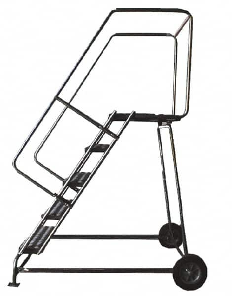 Ballymore - 133" 10 Step Ladder - Rolling Safety Ladder, 300 Lb Capacity, 100" Platform Height, 30" Base Width x 81" Depth, Heavy-Duty Serrated Grating - Caliber Tooling