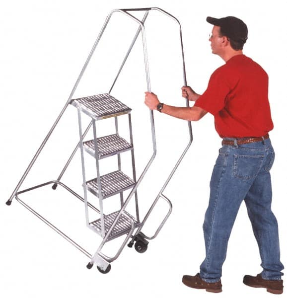 Ballymore - 96-1/2" 7 Step Ladder - 300 Lb Capacity, 66-1/2" Platform Height, 30" Base Width x 49" Depth, Heavy-Duty Serrated Grating - Caliber Tooling