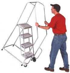 Ballymore - 87" 6 Step Ladder - 300 Lb Capacity, 57" Platform Height, 30" Base Width x 43" Depth, Heavy-Duty Serrated Grating - Caliber Tooling