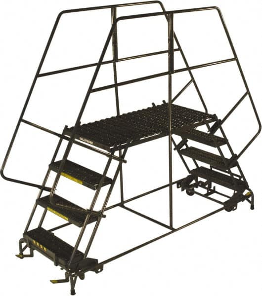 Ballymore - 98" 6 Step Double Entry Work Platform - Rolling Work Platform, 800 Lb Capacity, 60" Platform Height, 38" Base Width x 121" Base Depth, Grip Strut - Caliber Tooling