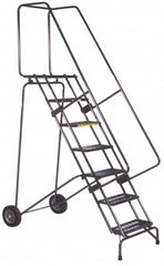 Ballymore - 143" 11 Step Ladder - 350 Lb Capacity, 110" Platform Height, 30" Base Width x 82" Base Depth, Heavy-Duty Serrated Grating - Caliber Tooling