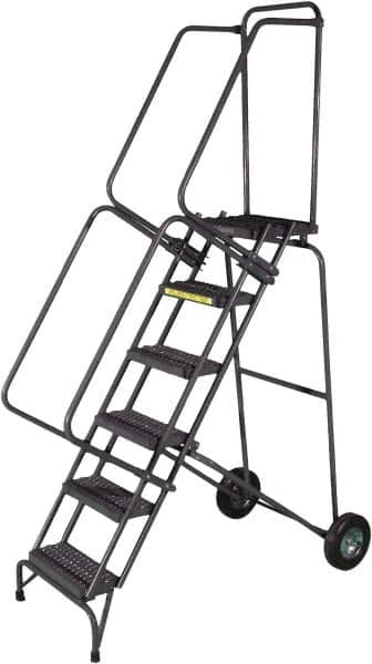 Ballymore - 93" 6 Step Ladder - 300 Lb Capacity, 60" Platform Height, 30" Base Width x 54" Depth, Heavy-Duty Serrated Grating - Caliber Tooling