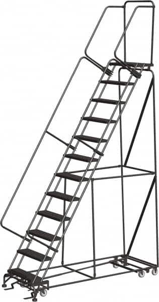 Ballymore - 153" 12 Step All-Directional Ladder - Rolling Safety Ladder, 450 Lb Capacity, 120" Platform Height, 32" Base Width x 87" Depth, Expanded Metal Tread - Caliber Tooling