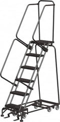 Ballymore - 93" 6 Step All-Directional Ladder - Rolling Safety Ladder, 450 Lb Capacity, 60" Platform Height, 24" Base Width x 49" Depth, Expanded Metal Tread - Caliber Tooling