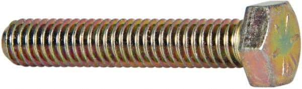 Made in USA - 5/16-18 UNC, 1-3/4" Length Under Head Hex Head Cap Screw - Fully Threaded, Grade 8 Alloy Steel, Zinc Yellow Dichromate Finish, 1/2" Hex - Caliber Tooling