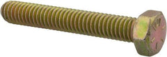 Made in USA - 5/16-18 UNC, 2" Length Under Head Hex Head Cap Screw - Fully Threaded, Grade 8 Alloy Steel, Zinc Yellow Dichromate Finish, 1/2" Hex - Caliber Tooling