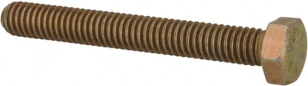 Made in USA - 5/16-18 UNC, 2-1/2" Length Under Head Hex Head Cap Screw - Fully Threaded, Grade 8 Alloy Steel, Zinc Yellow Dichromate Finish, 1/2" Hex - Caliber Tooling