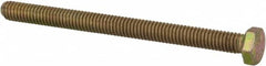 Made in USA - 5/16-18 UNC, 4" Length Under Head Hex Head Cap Screw - Fully Threaded, Grade 8 Alloy Steel, Zinc Yellow Dichromate Finish, 1/2" Hex - Caliber Tooling