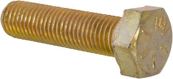 Made in USA - 5/16-24 UNF, 1-1/4" Length Under Head Hex Head Cap Screw - Fully Threaded, Grade 8 Alloy Steel, Zinc Yellow Dichromate Finish, 1/2" Hex - Caliber Tooling