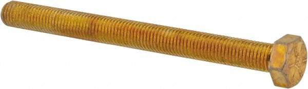 Made in USA - 5/16-24 UNF, 3-1/2" Length Under Head Hex Head Cap Screw - Fully Threaded, Grade 8 Alloy Steel, Zinc Yellow Dichromate Finish, 1/2" Hex - Caliber Tooling