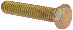 Made in USA - 3/8-16 UNC, 1-3/4" Length Under Head Hex Head Cap Screw - Fully Threaded, Grade 8 Alloy Steel, Zinc Yellow Dichromate Finish, 9/16" Hex - Caliber Tooling