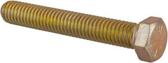 Made in USA - 3/8-16 UNC, 2-1/2" Length Under Head Hex Head Cap Screw - Fully Threaded, Grade 8 Alloy Steel, Zinc Yellow Dichromate Finish, 9/16" Hex - Caliber Tooling