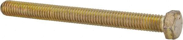 Made in USA - 3/8-16 UNC, 4" Length Under Head Hex Head Cap Screw - Fully Threaded, Grade 8 Alloy Steel, Zinc Yellow Dichromate Finish, 9/16" Hex - Caliber Tooling