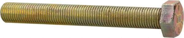 Made in USA - 3/8-24 UNF, 3" Length Under Head Hex Head Cap Screw - Fully Threaded, Grade 8 Alloy Steel, Zinc Yellow Dichromate Finish, 9/16" Hex - Caliber Tooling