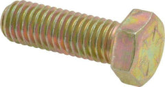 Made in USA - 1/2-13 UNC, 1-1/2" Length Under Head Hex Head Cap Screw - Fully Threaded, Grade 8 Alloy Steel, Zinc Yellow Dichromate Finish, 3/4" Hex - Caliber Tooling