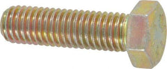 Made in USA - 1/2-13 UNC, 1-3/4" Length Under Head Hex Head Cap Screw - Fully Threaded, Grade 8 Alloy Steel, Zinc Yellow Dichromate Finish, 3/4" Hex - Caliber Tooling