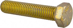 Made in USA - 1/2-13 UNC, 2-1/2" Length Under Head Hex Head Cap Screw - Fully Threaded, Grade 8 Alloy Steel, Zinc Yellow Dichromate Finish, 3/4" Hex - Caliber Tooling