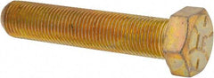 Made in USA - 1/2-20 UNF, 2-1/2" Length Under Head Hex Head Cap Screw - Fully Threaded, Grade 8 Alloy Steel, Zinc Yellow Dichromate Finish, 3/4" Hex - Caliber Tooling