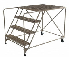 PW Platforms - 3 Step, 30 Inch Overall Height, Heavy Duty Serrated Grating, Steel Work Platform - 600 Lb. Load Capacity, 30 Inch Platform Height, 38 Inch Base Width x 48 Inch Base Depth - Caliber Tooling