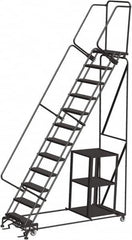 Ballymore - 153" 12 Step Stock-Picking Ladder - 450 Lb Capacity, 120" Platform Height, 32" Base Width x 87" Depth, Perforated Tread - Caliber Tooling