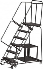 Ballymore - 93" 6 Step Ladder - Safety Stock Picking Ladder, 450 Lb Capacity, 60" Platform Height, 30" Base Width x 55" Depth, Perforated Tread - Caliber Tooling