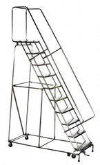 Ballymore - 133" 10 Step Ladder - Rolling Safety Ladder, 450 Lb Capacity, 100" Platform Height, 32" Base Width x 74" Depth, Perforated Tread - Caliber Tooling