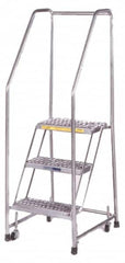 Ballymore - 93" 6 Step Ladder - Rolling Safety Ladder, 450 Lb Capacity, 60" Platform Height, 24" Base Width x 50" Depth, Heavy-Duty Serrated Grating - Caliber Tooling