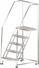 Ballymore - 83" 5 Step Ladder - 300 Lb Capacity, 50" Platform Height, 30" Base Width x 44" Depth, Heavy-Duty Serrated Grating - Caliber Tooling