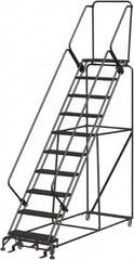 Ballymore - 133" 10 Step Ladder - 350 Lb Capacity, 100" Platform Height, 32" Base Width x 97" Depth, Expanded Metal Tread - Caliber Tooling