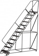 Ballymore - 153" 12 Step Ladder - Rolling Safety Ladder, 450 Lb Capacity, 120" Platform Height, 32" Base Width x 116" Depth, Expanded Metal Tread - Caliber Tooling