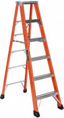 Louisville - 6 Steps, 6' High, Type IAA Rating, Fiberglass Step Ladder - 375 Lb Capacity, 22" Base Width - Caliber Tooling