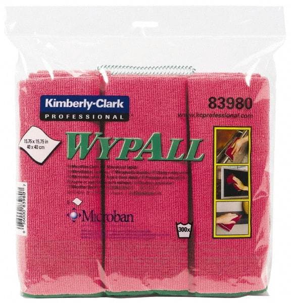 WypAll - Reusable Microfiber Wipes - Packet, 15-3/4" x 15-3/4" Sheet Size, Red - Caliber Tooling