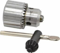 Accupro - JT1, 1/32 to 3/8" Capacity, Tapered Mount Drill Chuck - Keyed, 37mm Sleeve Diam, 51mm Open Length - Exact Industrial Supply