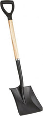 PRO-SOURCE - 11-1/2" High x 9-1/2" Wide Square Steel Shovel - 28" Long Wood D-Grip Handle, Front Turned - Caliber Tooling