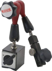 SPI - 175 Lb Magnetic Force, Fine Adjustment Indicator Positioner & Holder with Base - Post & Arm, Round Base, 6-1/2" Base Diam - Caliber Tooling