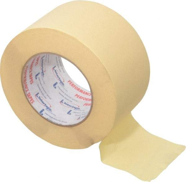 Intertape - 3" Wide x 60 Yd Long Tan Paper Masking Tape - Series PG21, 7.3 mil Thick, 26 In/Lb Tensile Strength - Caliber Tooling