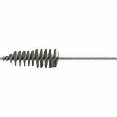 Brush Research Mfg. - 1-5/8" Diam Helical Stainless Steel Tube Brush - Single Spiral, 0.006" Filament Diam, 4-3/4" Brush Length, 10-1/2" OAL, 0.245" Diam Plastic Handle Shank - Caliber Tooling