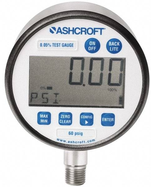 Ashcroft - 3" Dial, 1/4 Thread, 0-300 Scale Range, Pressure Gauge - Lower Connection Mount, Accurate to 0.1% of Scale - Caliber Tooling