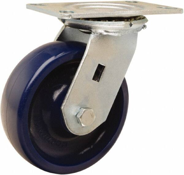 Hamilton - 6" Diam x 2" Wide x 7-1/2" OAH Top Plate Mount Swivel Caster - Polyurethane, 1,100 Lb Capacity, Sealed Precision Ball Bearing, 4-1/2 x 6-1/4" Plate - Caliber Tooling