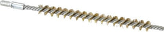 Schaefer Brush - 3" Brush Length, 1/4" Diam, Double Stem, Single Spiral Tube Brush - 4-1/2" Long, Brass, 8-32 Male Connection - Caliber Tooling