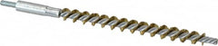 Schaefer Brush - 4" Brush Length, 3/8" Diam, Double Stem, Single Spiral Tube Brush - 6-1/4" Long, Brass, 8-32 Male Connection - Caliber Tooling