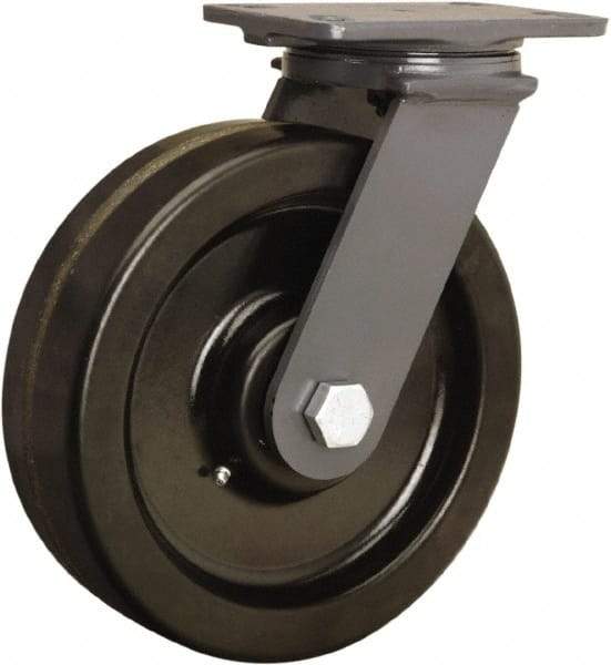 Hamilton - 8" Diam x 2-1/2" Wide x 10-1/4" OAH Top Plate Mount Swivel Caster - Phenolic, 2,000 Lb Capacity, Tapered Roller Bearing, 4-1/2 x 6-1/2" Plate - Caliber Tooling