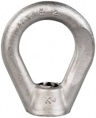 Gibraltar - 2,700 Lb Capacity, 1/2-13 Thread, Stainless Steel Lifting Eye Nut - Grade 316, 2-1/2" High, 1-1/4" Inside & 2" Outside Eye Diam, 7/8" Bell/Base Width - Caliber Tooling