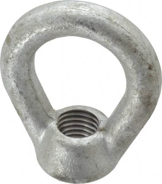 Gibraltar - 5,000 Lb Capacity, 3/4-10 Thread, Galvanized Finsih, Carbon Steel Heavy Duty Lifting Eye Nut - Grade C-1030, 3" High, 1-1/2" Inside & 2-1/2" Outside Eye Diam, 1-3/8" Bell/Base Width - Caliber Tooling