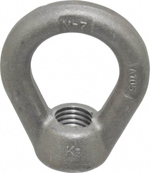 Gibraltar - 5,000 Lb Capacity, 3/4-10 Thread, Self Colored, Carbon Steel Heavy Duty Lifting Eye Nut - Grade C-1030, 3" High, 1-1/2" Inside & 2-1/2" Outside Eye Diam, 1-3/8" Bell/Base Width - Caliber Tooling