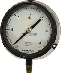 Ashcroft - 4-1/2" Dial, 1/4 Thread, 0-30 Scale Range, Pressure Gauge - Lower Connection, Rear Flange Connection Mount, Accurate to 0.5% of Scale - Caliber Tooling